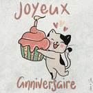 Chat festif et gâteau pour un anniversaire